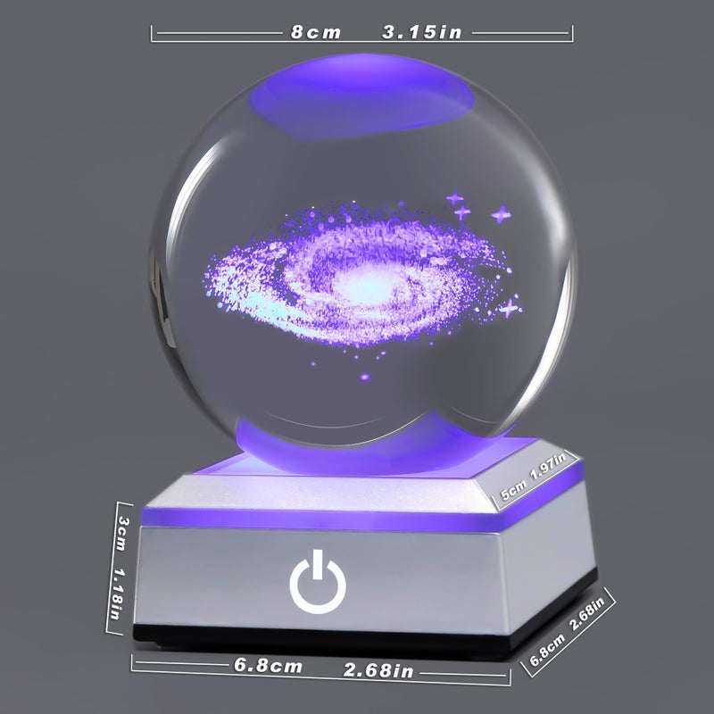 hochance 3D Galaxy Milk Way Crystal Ball Nightlight Multicolor Decolamp for Science Astronomy Space, for Boyfriends Husband Him,Presents for Fathers Kids Boys Birthday - Image 5
